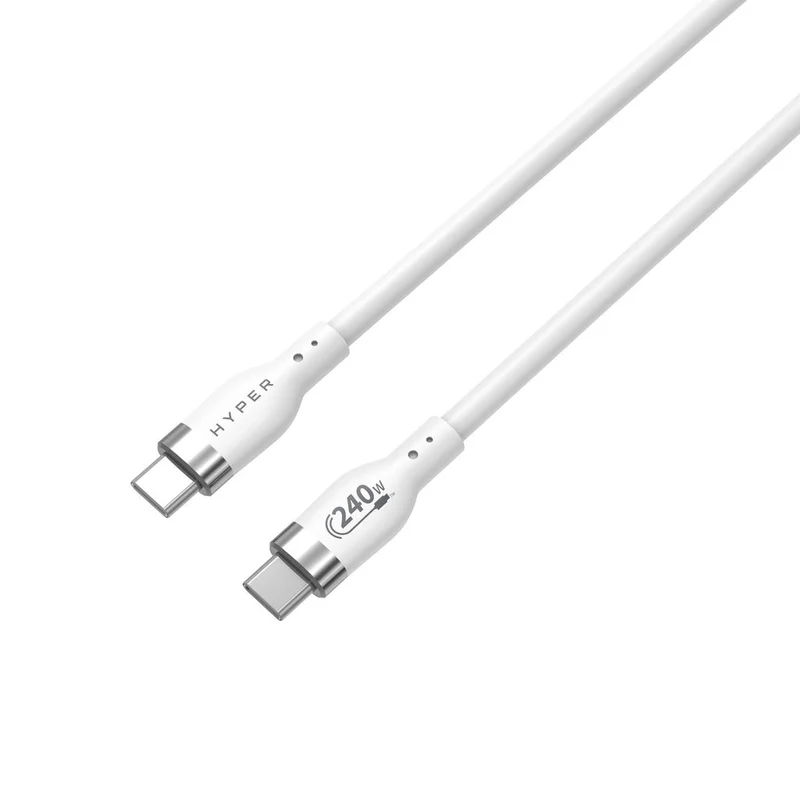 HyperJuice 240W Silicone USB-C to USB-C Cable (1M/3Ft) - Blanc