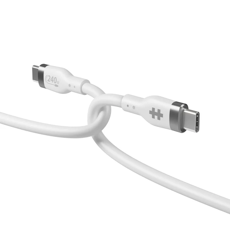 HyperJuice 240W Silicone USB-C to USB-C Cable (1M/3Ft) - Blanc