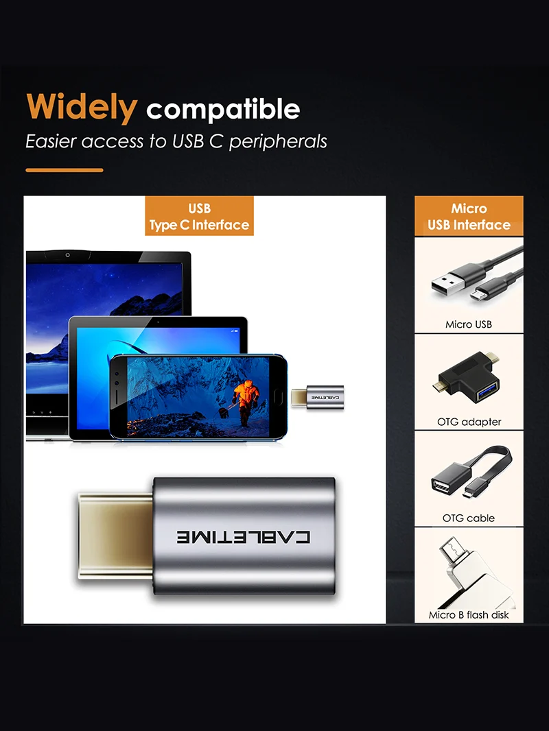 USB C Male to Micro B Female Adapter