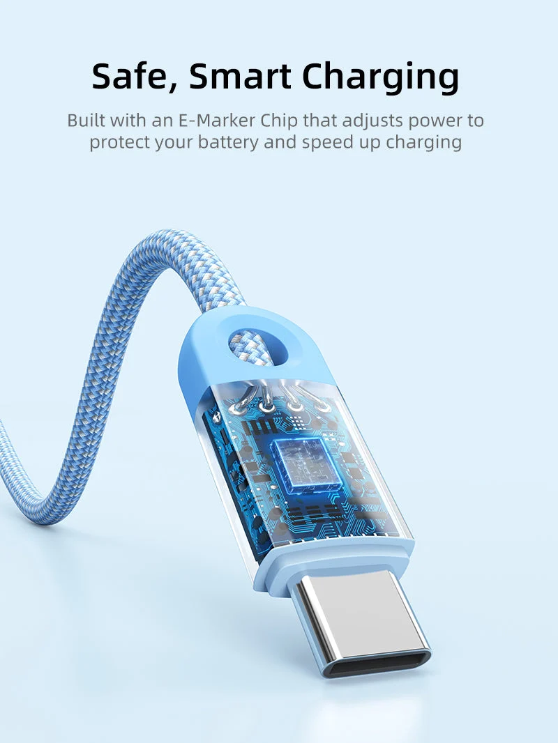 3-Pack 100W USB-C to USB-C Braided Charging Cables
