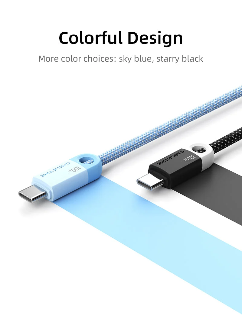 3-Pack 100W USB-C to USB-C Braided Charging Cables