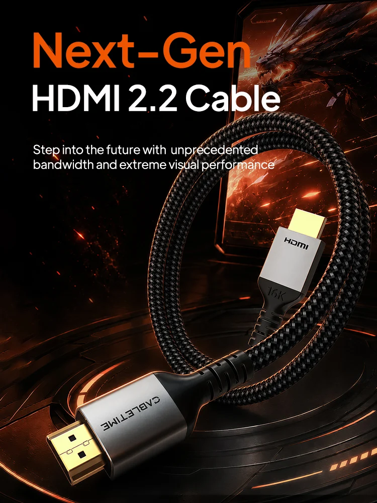 16K HDMI 2.2 Cable 96Gbps, 8K@240Hz & 4K@480Hz