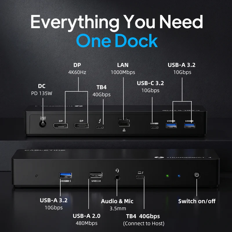 Thunderbolt 4 Dock with Dual 4K60 Display & 96W Charging