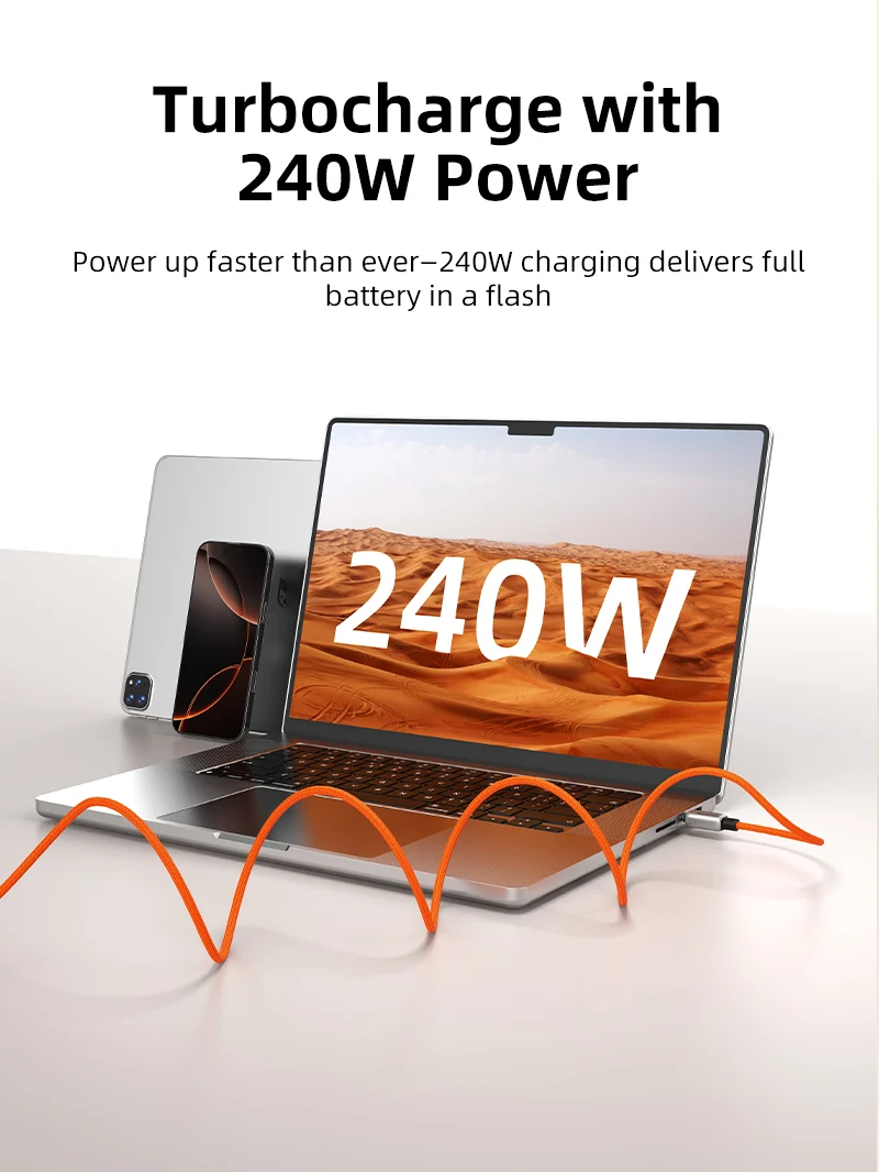 240w Magnetic USB Type-C Fast Charge Cable 1m 2m for iPhone 17 16 15 Pro Plus Max