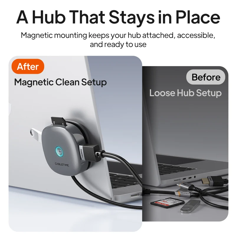 7-in-1 Magnetic USB-C Hub with 4K 60Hz HDMI & Dual Card Reader