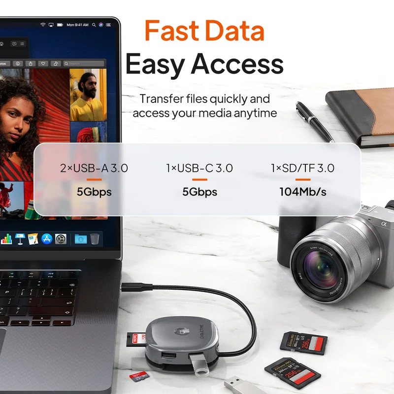 7-in-1 Magnetic USB-C Hub with 4K 60Hz HDMI & Dual Card Reader