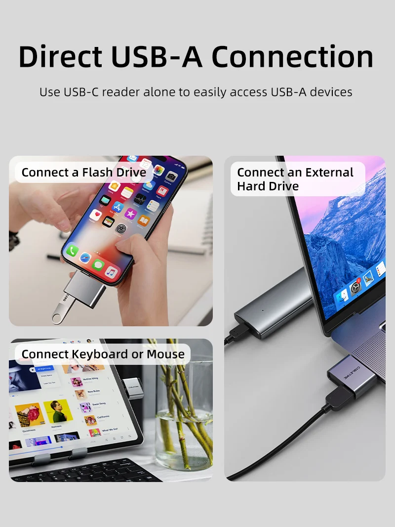 3 in 1 USB A 3.0 USB Type C SD Card Reader for iPhone and Android