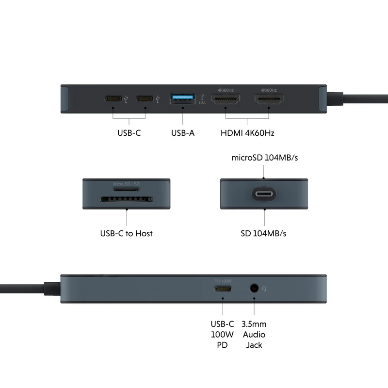 Station d'accueil HyperDrive® Flex 9 ports Dual 4K HDMI