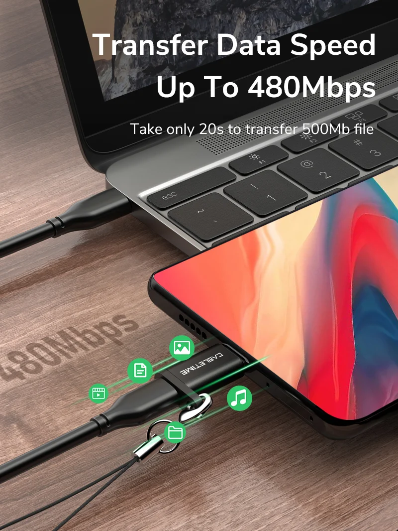 USB-C to Micro USB 2.0 Adapter OTG 480Mbps Fast Charge