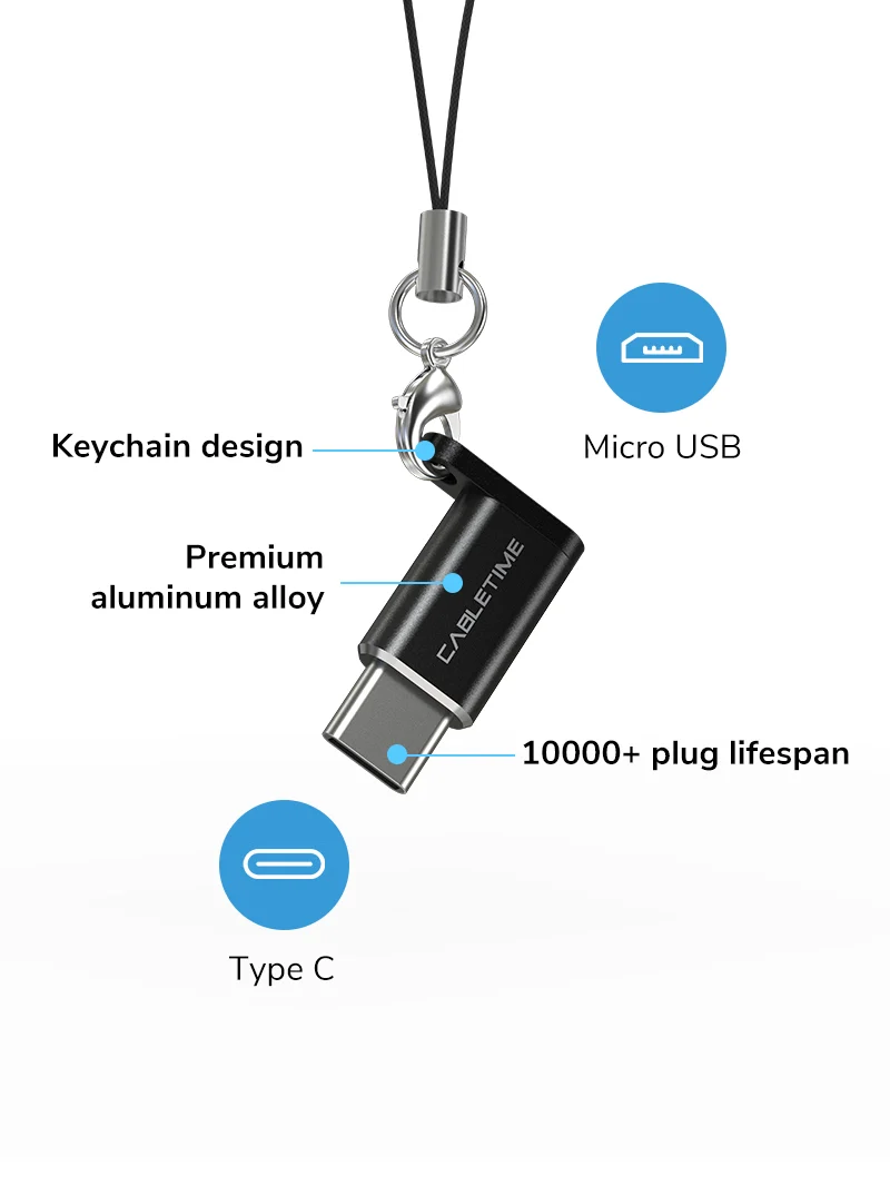 USB-C to Micro USB 2.0 Adapter OTG 480Mbps Fast Charge