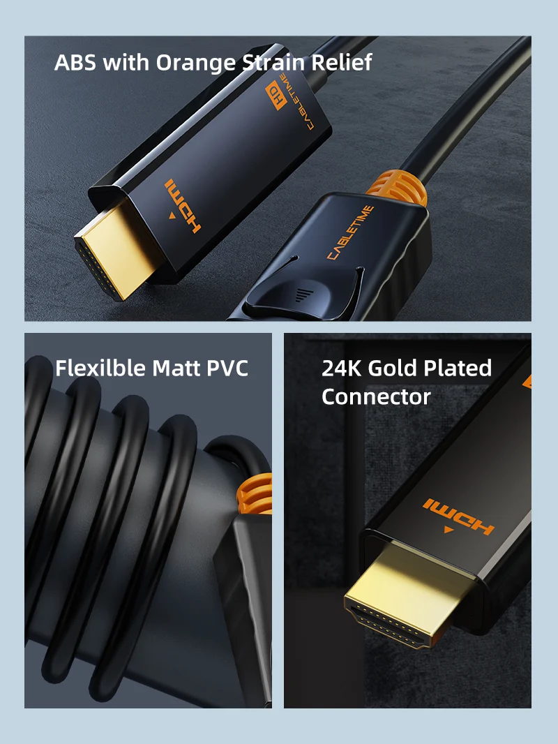 DisplayPort to HDMI Cord Male DP to Male HDMI Cable