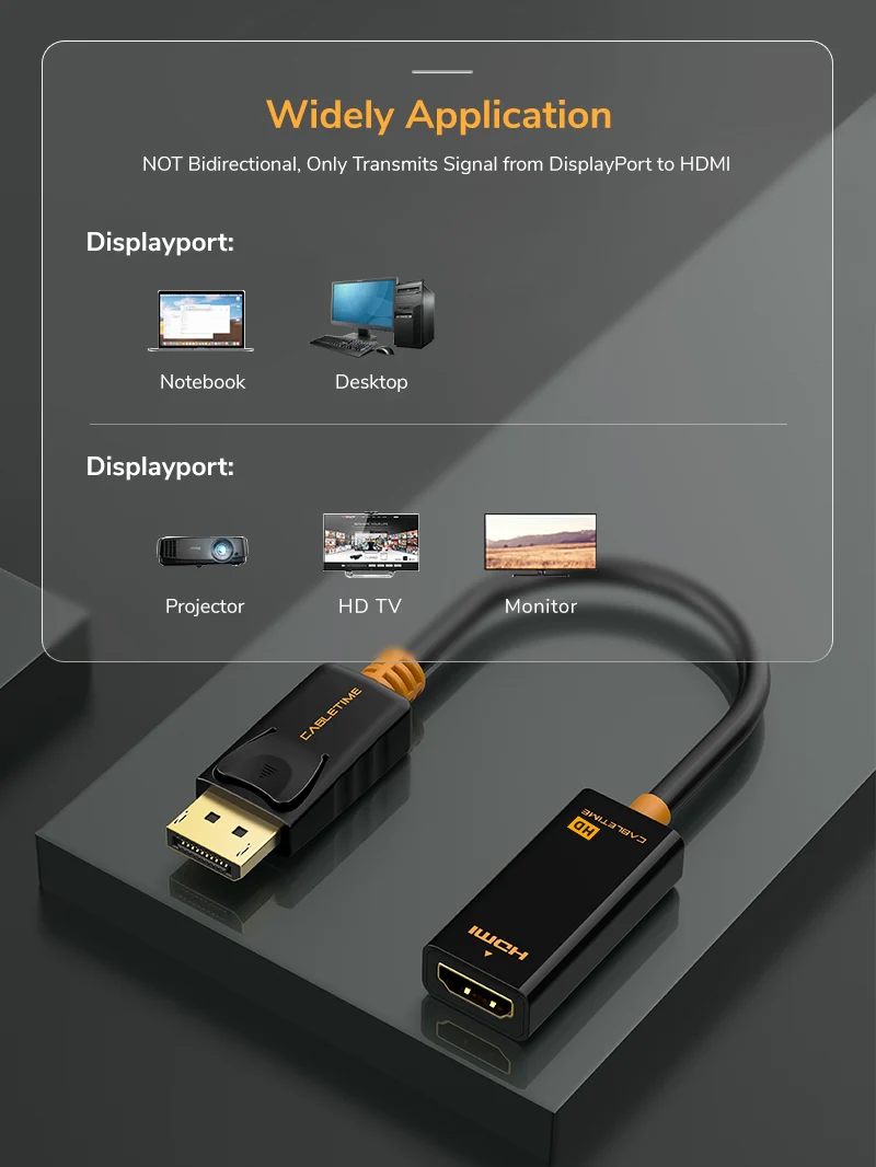 DP Male to HDMI Female Adaptor Converter 1080p 60Hz