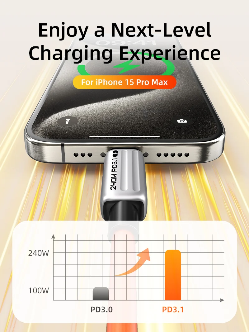 Fast 240W USB-C Charge Cable 2M for iPhone 17/16/15 Pro Max