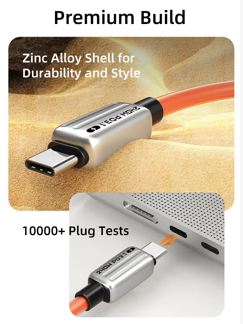 Fast 240W USB-C Charge Cable 2M for iPhone 17/16/15 Pro Max