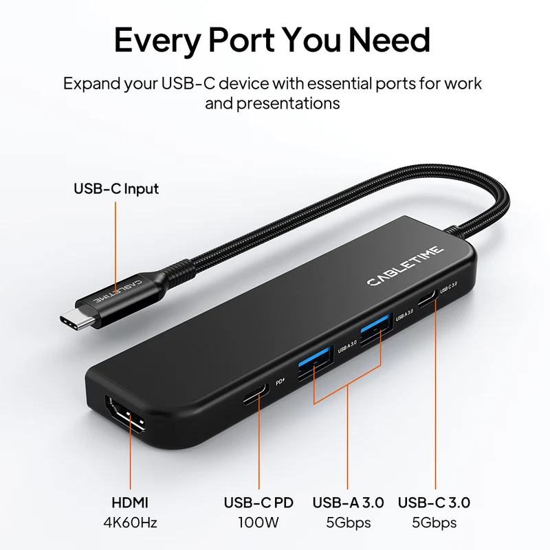 5-in-1 USB-C Hub with Wireless Presenter & 4K60 HDMI