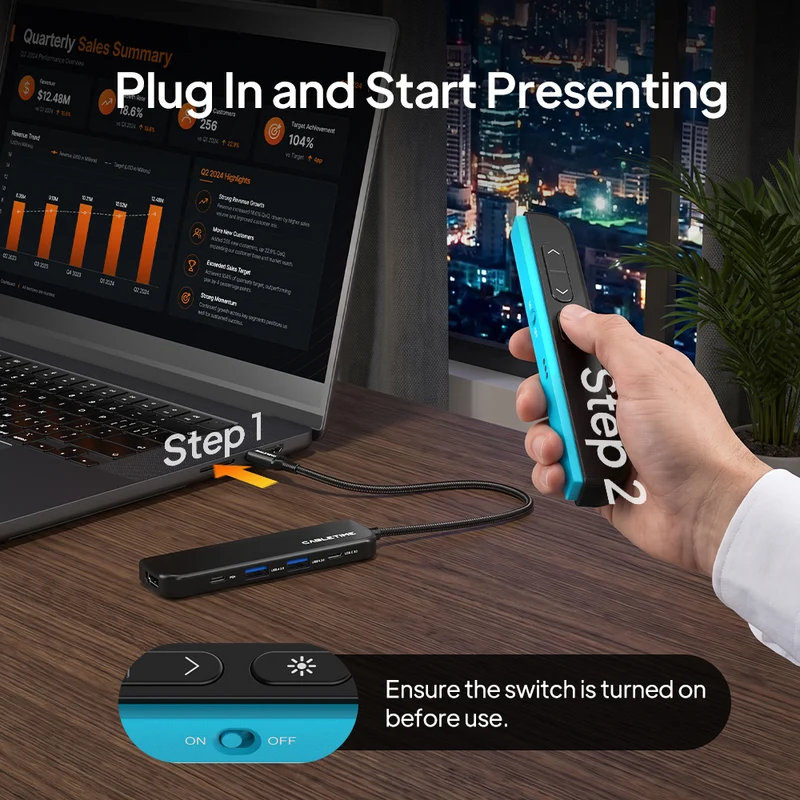 5-in-1 USB-C Hub with Wireless Presenter & 4K60 HDMI