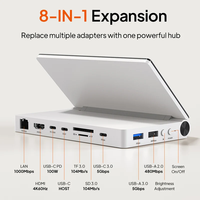 8-in-1 USB-C Docking Station with 5.5" Built-in Display