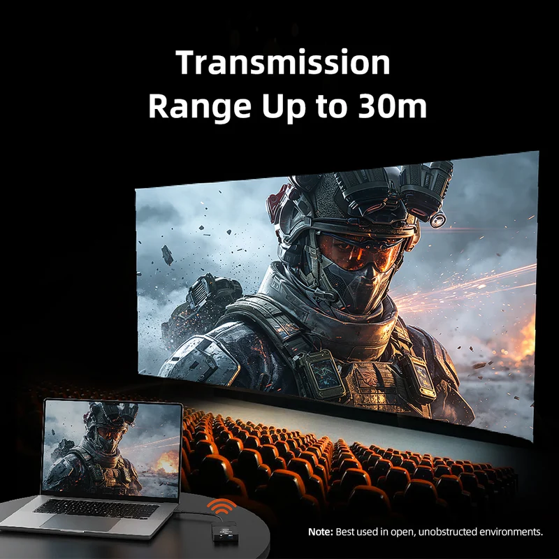 Wireless HDMI Transmitter Receiver & USB-C Hub with 4K60Hz HDMI Output and 100W PD Charging