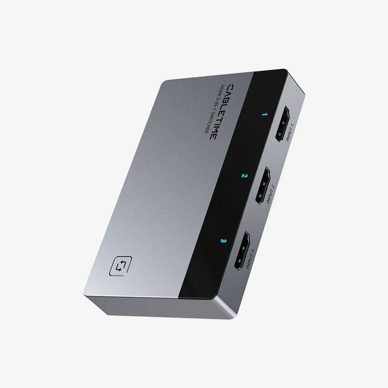 3-Port HDMI Switcher 4K 60Hz with Remote Control Manual for PS5 PS4 Xbox Fire Stick Roku Apple TV PC