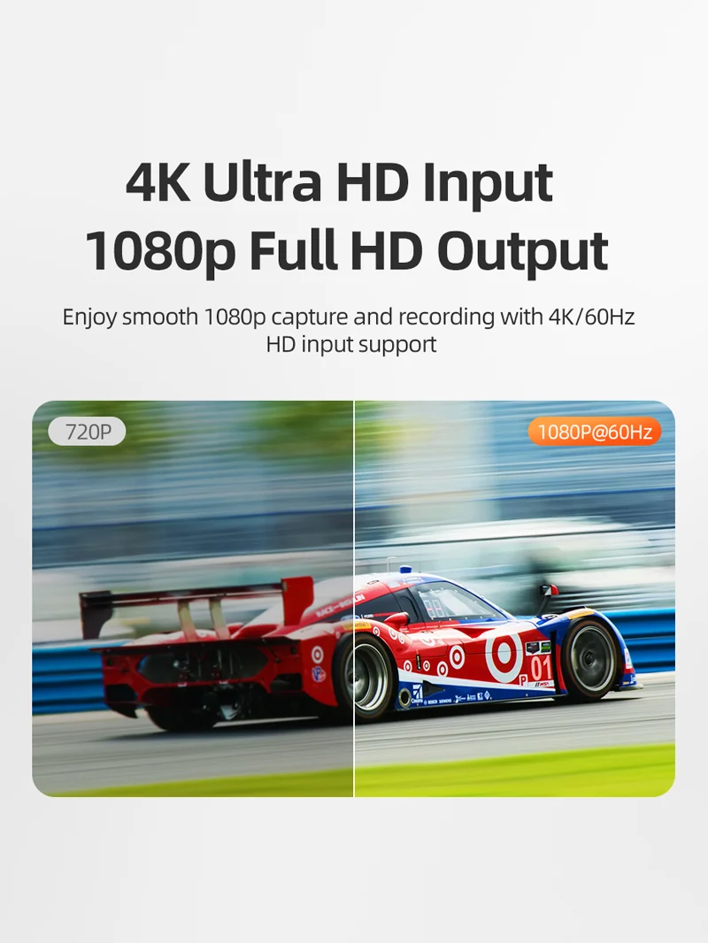 USB 3.0 Video Capture Card with 100W PD HDMI to USB/USB C for PS4 live streaming