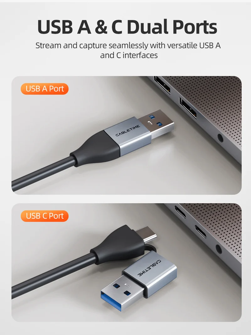 HDMI to USB/USB C Video Capture Card 1080P for Gaming Live Streaming