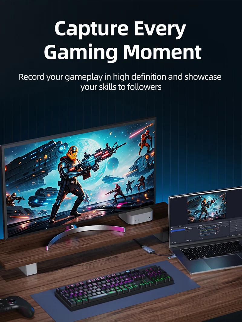 HDMI to USB/USB C Video Capture Card 1080P for Gaming Live Streaming