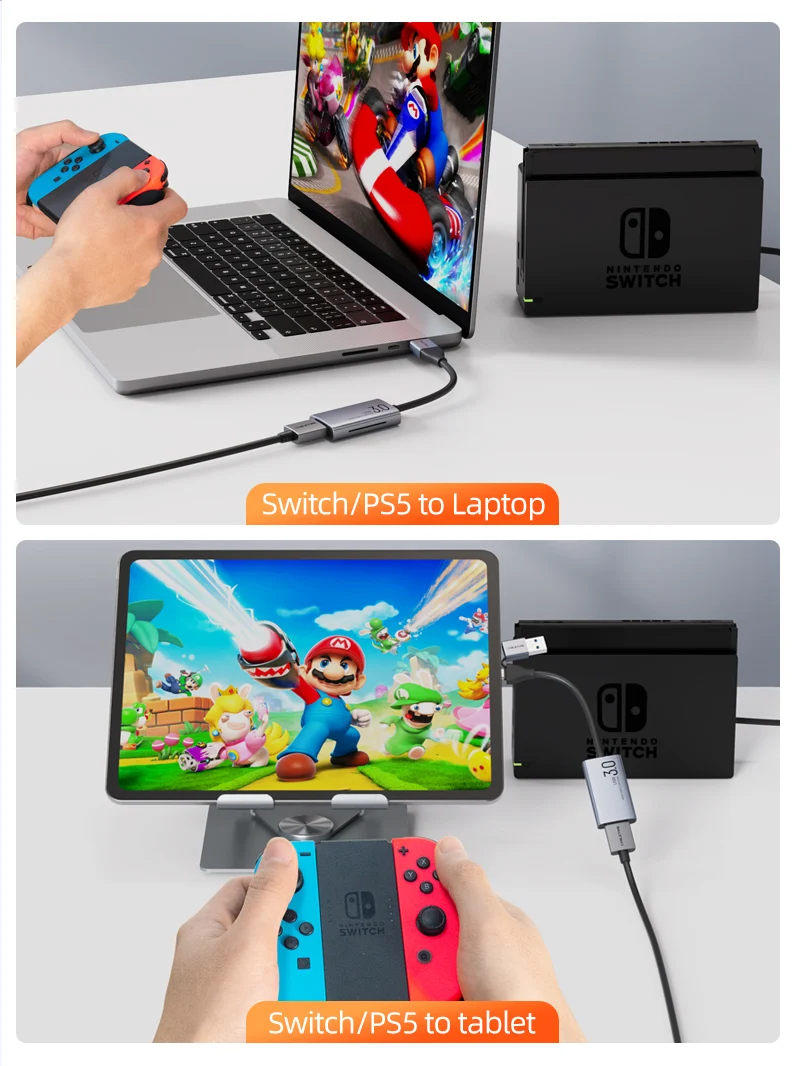 HDMI to USB/USB C Video Capture Card 1080P for Gaming Live Streaming