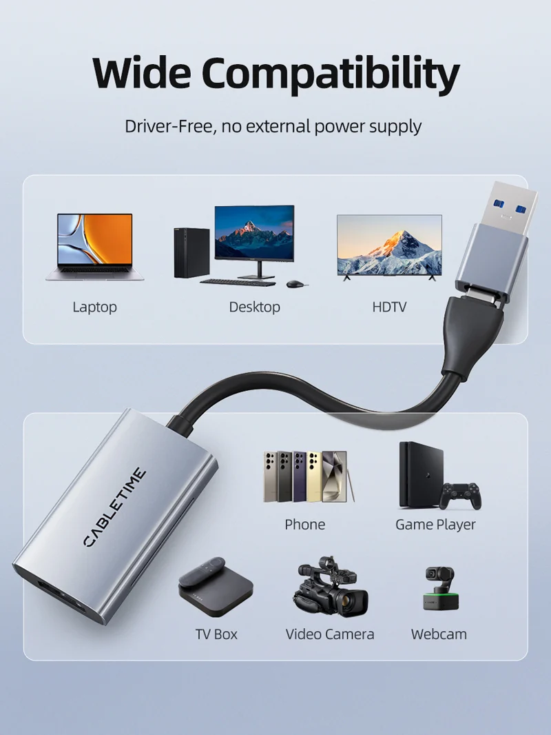 HDMI to USB/USB C Video Capture Card 1080P for Gaming Live Streaming