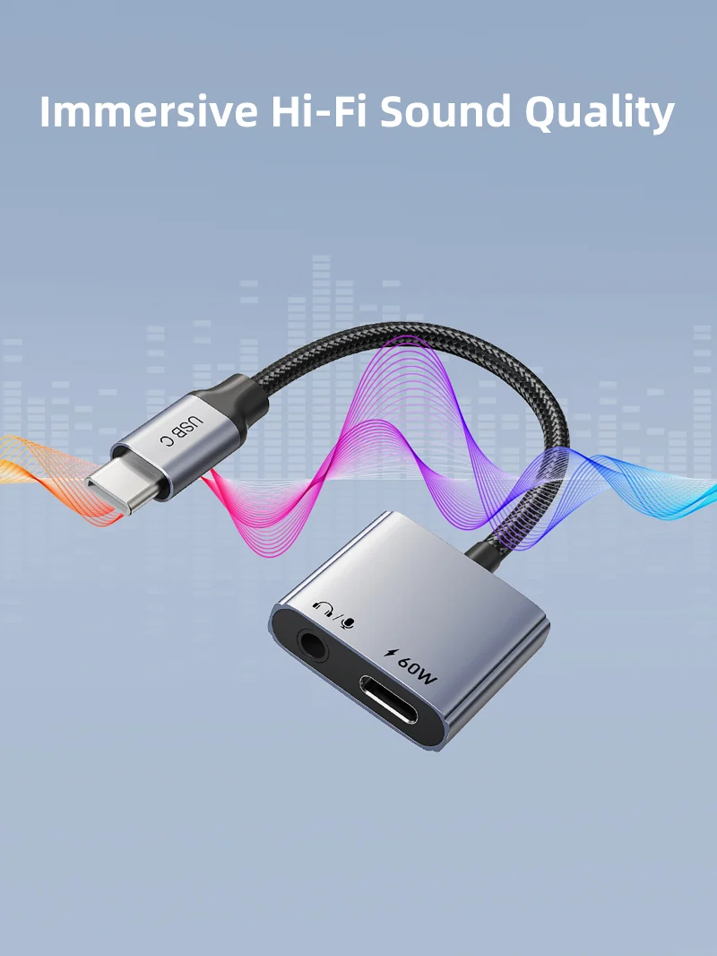 USB C to 3.5mm Headphone and Charger Adapter