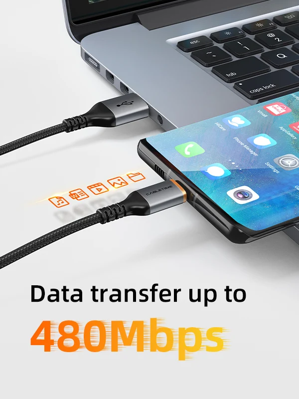3A USB A to USB C Charging Cable