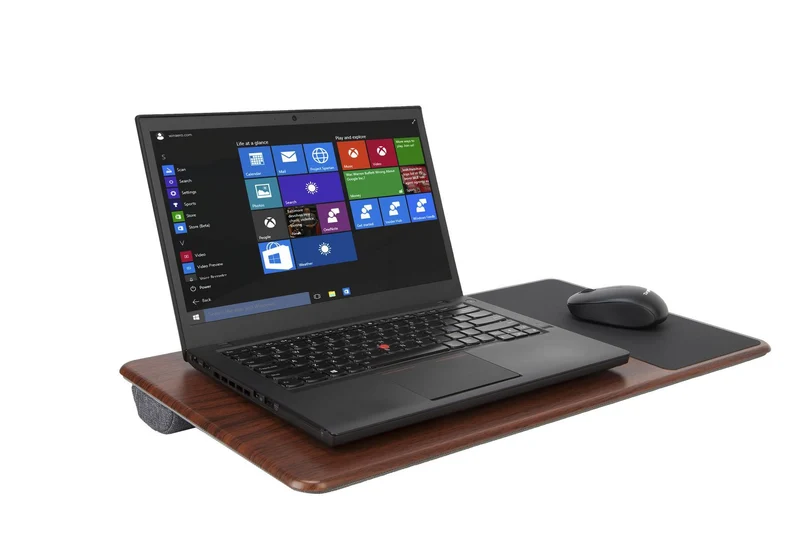 Bureau polyvalent pour ordinateur portable avec tapis de souris 15,6" (noir/marron)