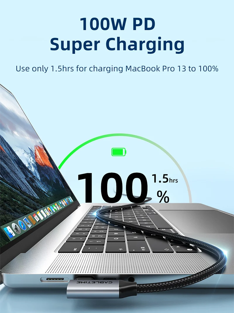 90 Degree Right Angle USB C to USB C Cable 20Gbps 100W 4K