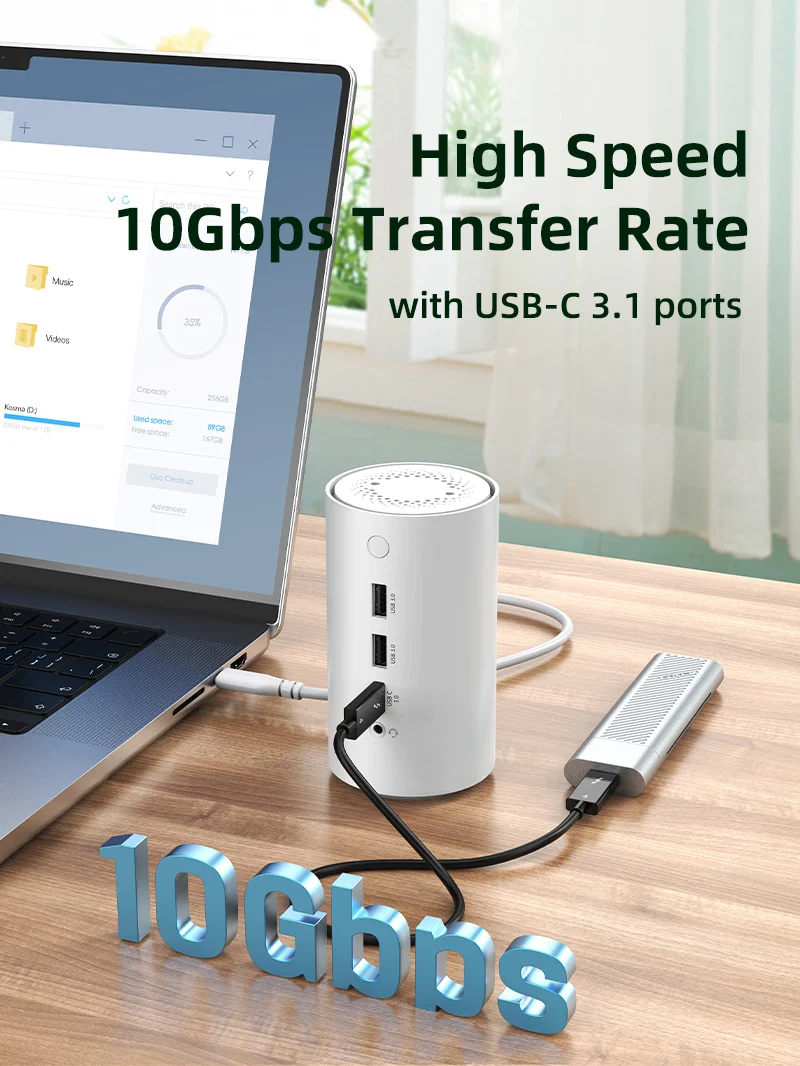 10 IN 1 USBC Docking Station with Negative Ion Air Purifier