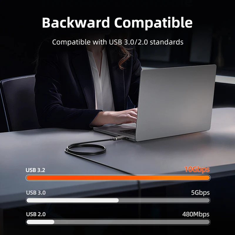 10Gbps USB-A to USB-C Active Optical Cable (AOC) 10–50m for Cameras & Industrial Use