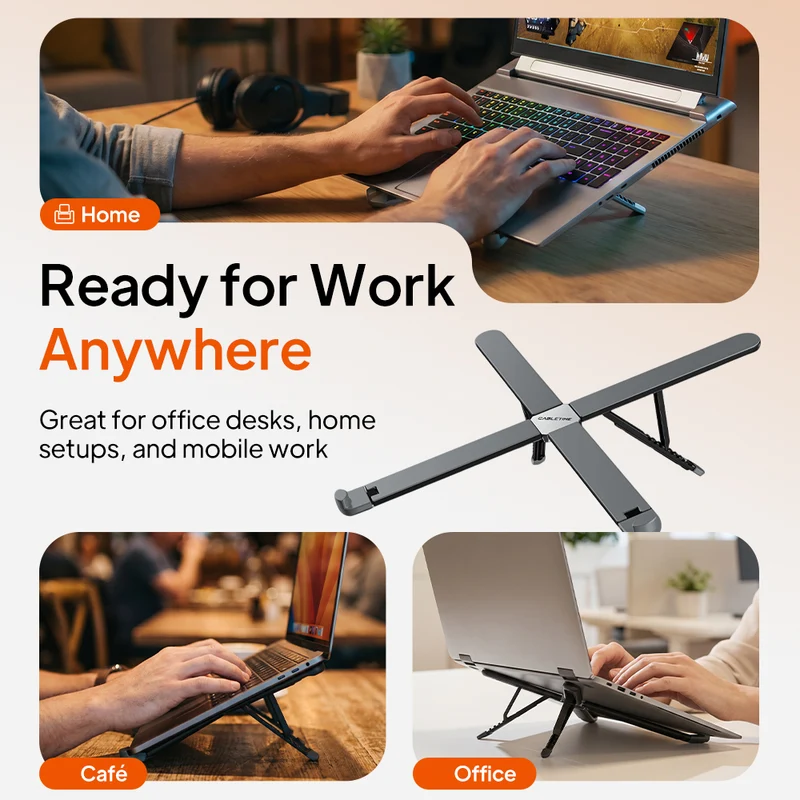 X Foldable Laptop Stand – Portable Adjustable Laptop Riser for 10–17.3" Devices