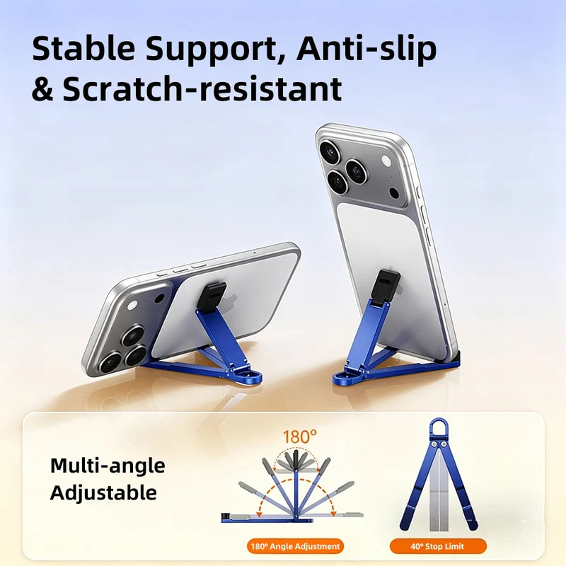 Foldable Keychain Phone Stand, Mini Aluminum Phone Holder for Travel