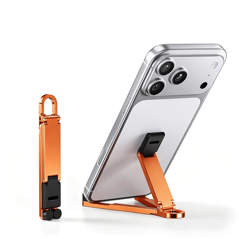 Foldable Keychain Phone Stand, Mini Aluminum Phone Holder for Travel