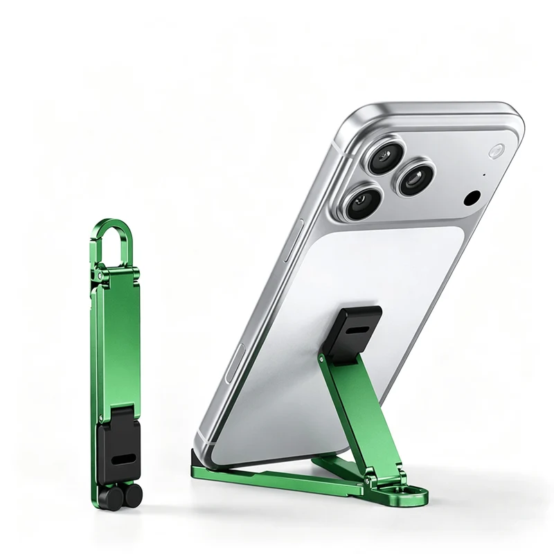 Foldable Keychain Phone Stand, Mini Aluminum Phone Holder for Travel