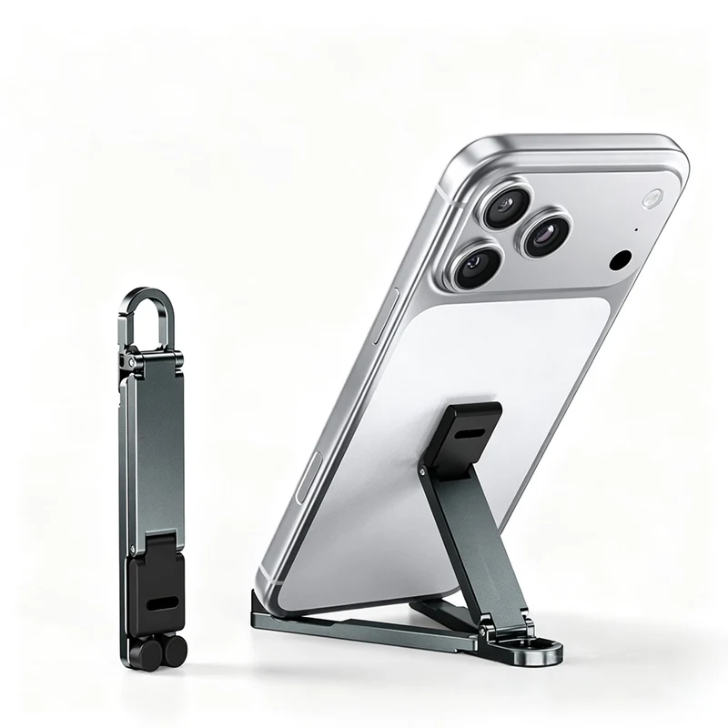Foldable Keychain Phone Stand, Mini Aluminum Phone Holder for Travel