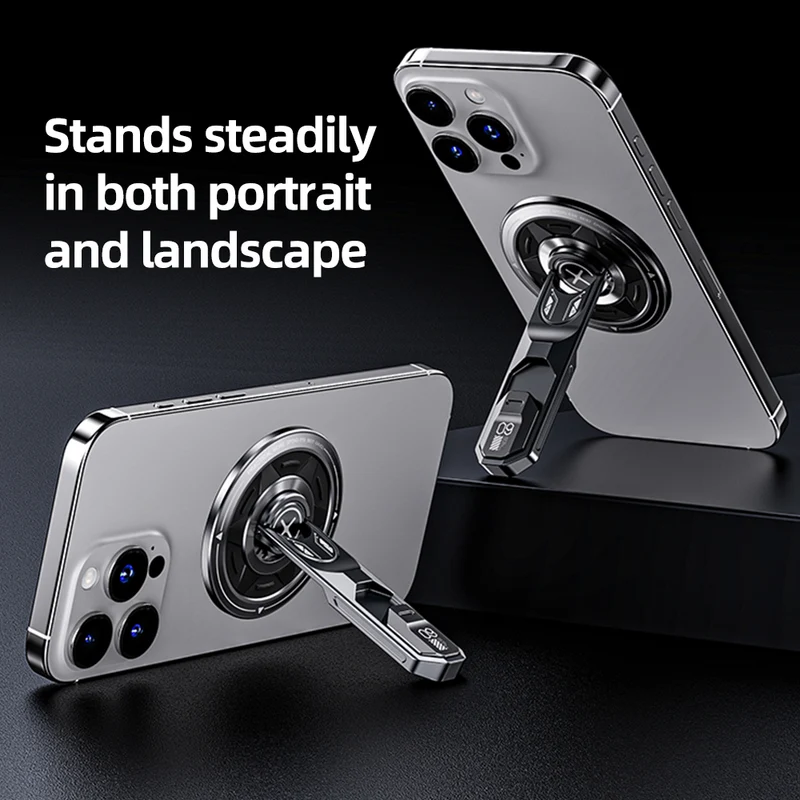 Foldable Magnetic Phone Grip Stand with Stress-Relief 360°Rotation & Switch