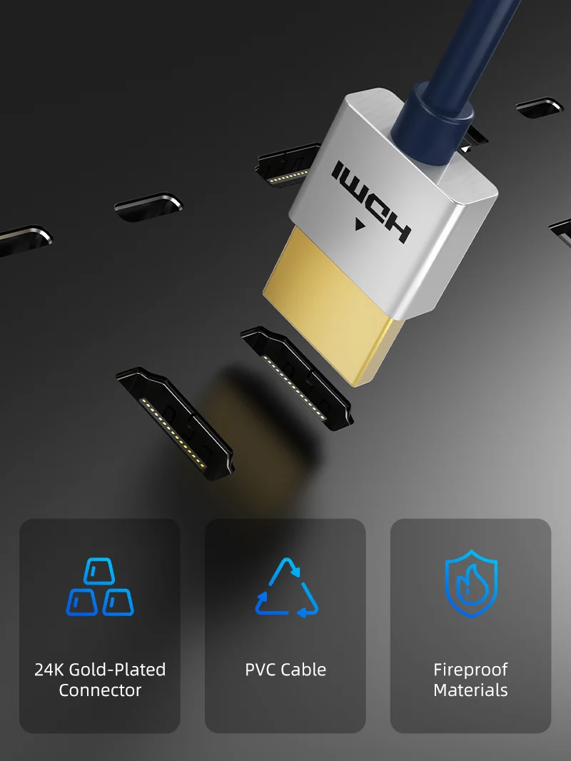 Thin 4K 2.0 HDMI Cord for PS4 TV Projector