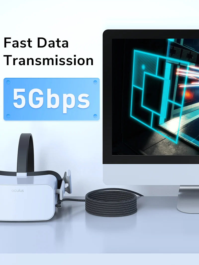 USB 3.0 Data Link Cable for Oculus Quest 2 VR Alternative