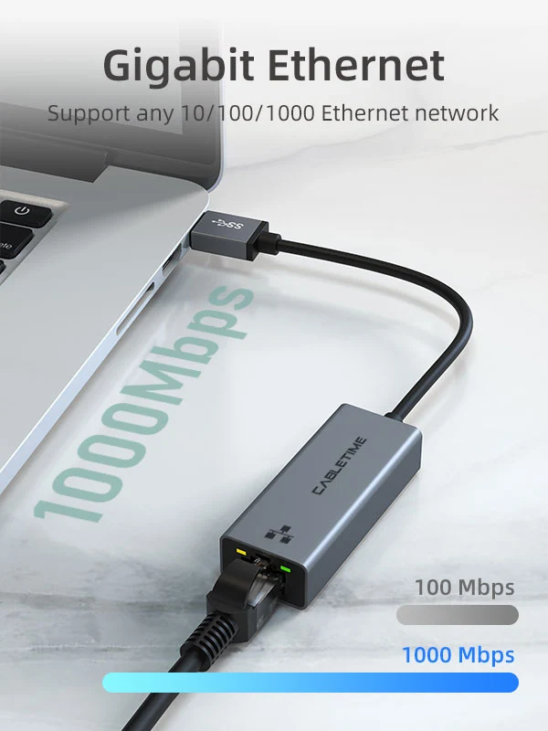 USB 3.0 to Gigabit Ethernet Adapter 1000Mbps RJ45