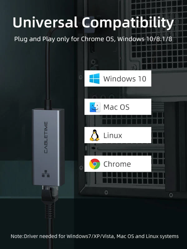 USB 3.0 to Gigabit Ethernet Adapter 1000Mbps RJ45