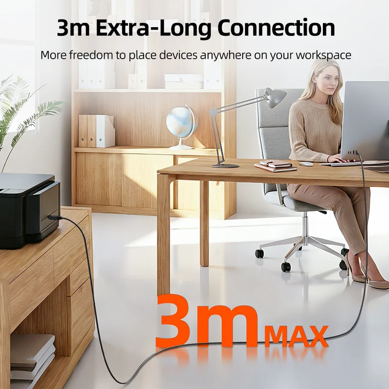 USB 3.0 A to B Data Cable 5Gbps for Printers,Scanners & External Drives