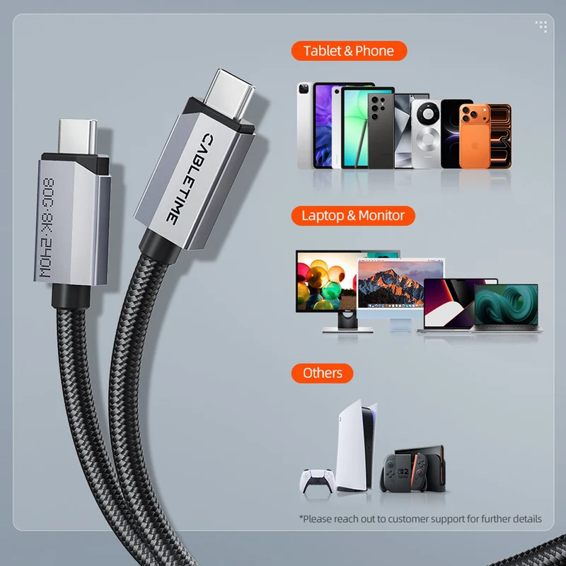 USB4 V2.0 Cable (80Gbps, 240W, 8K) - Full Function USB-C