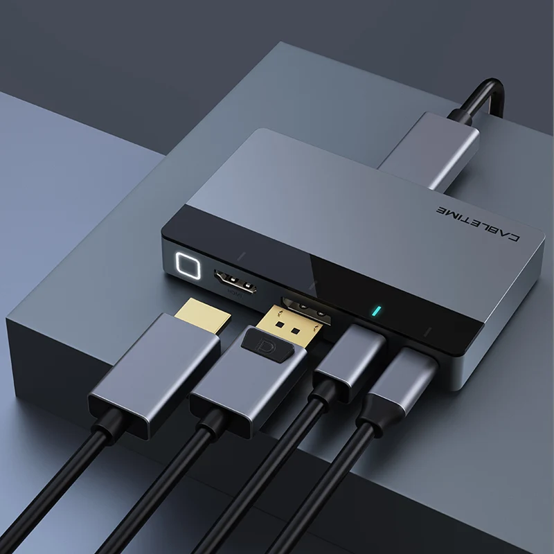 4-in-1 4K@60Hz HDMI Switcher – USB-C / HDMI / DP / Mini DP to HDMI Auto Switch