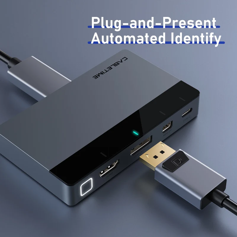 4-in-1 4K@60Hz HDMI Switcher – USB-C / HDMI / DP / Mini DP to HDMI Auto Switch
