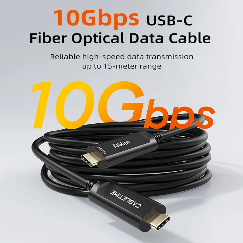 10Gbps USB-C 3.2 Gen 2 Active Optical Data Cable (AOC) Fiber Data Transfer for VR, Camera