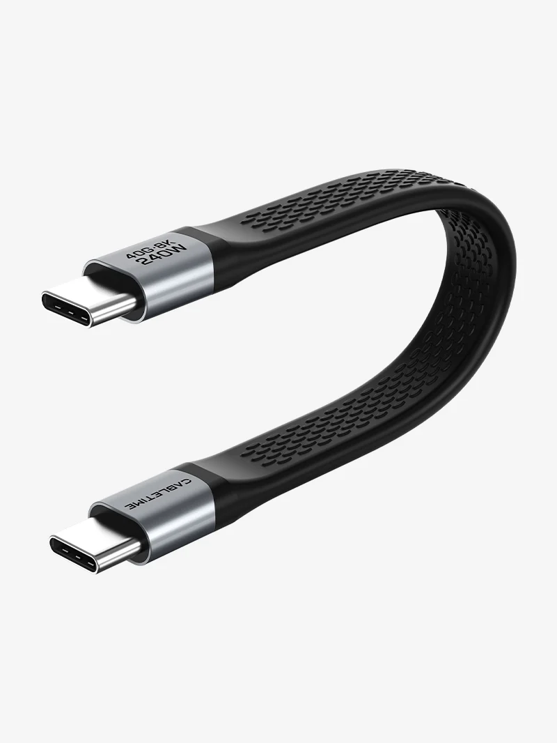 Short Flat USB 4 Type C Cable 40Gbps 240W Fast Charging 8K@60Hz for iPhone Android
